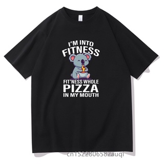 ผ้าฝ้ายแท้เสื้อยืด ผ้าฝ้าย 100% พิมพ์ลาย Im Into Fitness Fitness Whole Pizza In My Mouth สไตล์คลาสสิก ฤดูร้อน สําหรับผ