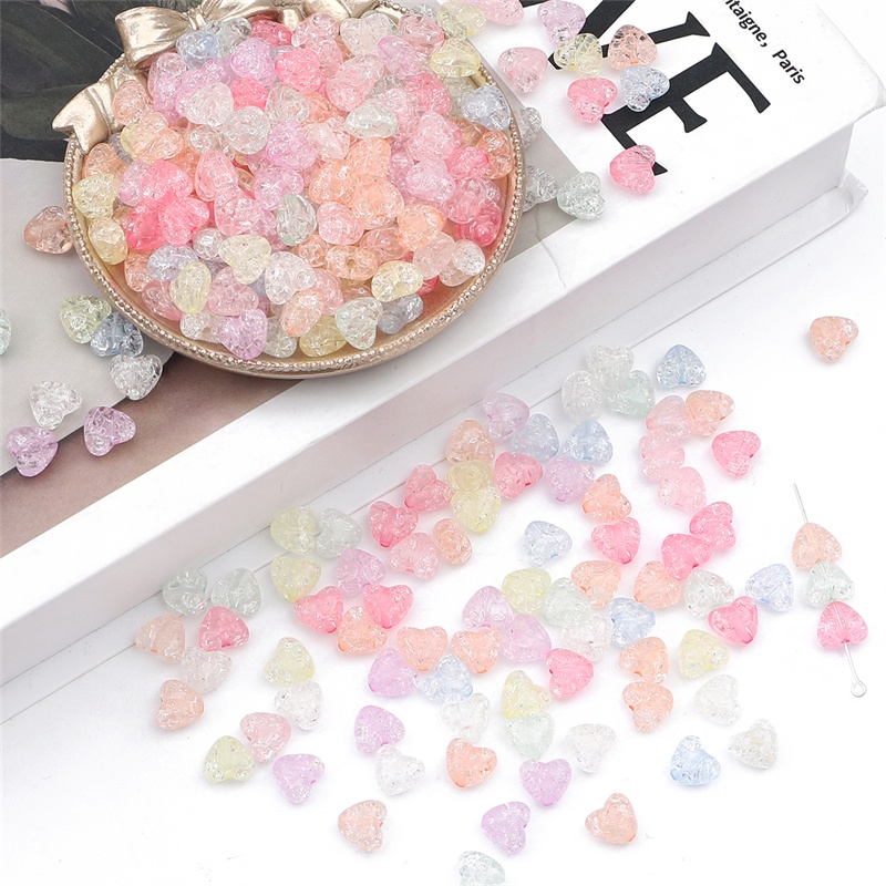 70 ชิ้น 10x9 มิลลิเมตร หัวใจ Crackle ลูกปัดอะคริลิค Spacer สําหรับทำ DIY Craft เครื่องประดับอุปกรณ์เสริม