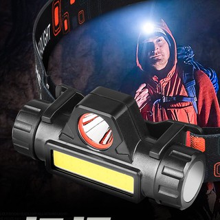 ไฟฉายคาดหัว Outdoor ไฟฉายชาร์จไฟ USB Rechargeable Headlight