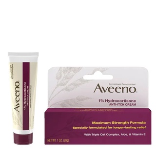 Aveeno Maximum Strength 1% Hydrocortisone Anti-Itch Cream ครีมแก้แพ้ สำหรับเด็ก2ปีขึ้นไป