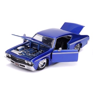 โมเดลรถเหล็กCHEVY -R CHEVELLE-R SS(MT)ปี1969 สเกล1:24ประตูข้างฝากระโปรงหน้าและท้ายเปิดปิดได้รายละเอียดสวยเป็นงานตั้งโชว์