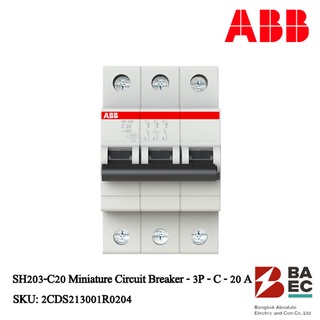 ABB SH203-C20 เซอร์กิตเบรกเกอร์ 20 Amp 3P 6KA