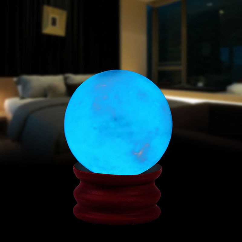 Blue Luminous Quartz Crystal Sphere Ball หินเรืองแสง