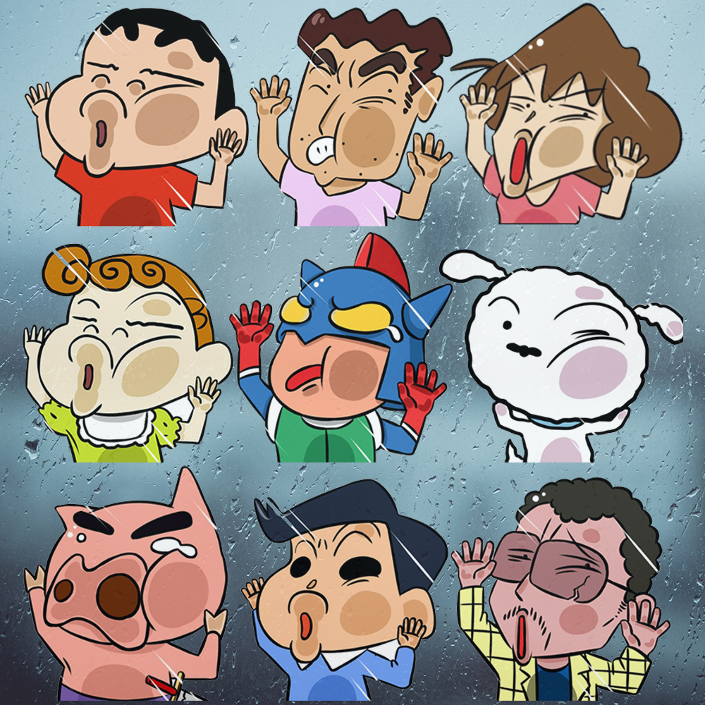 สติ๊กเกอร์ ชินจังจอมแก่น Funny Crayon Shin Chan Face on Glass Adhesive Sticker for Car Windows Glass Door Wall Decor Waterproof