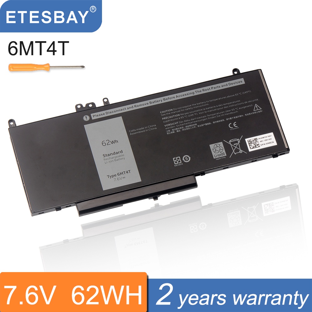 ETESBAY 6MT4T 7.6V 62WH Laptop Battery For Dell Latitude E5470 E5570 Notebook 15.6" M3510 Series 7V6
