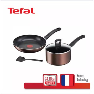 🔥🔥TEFAL ชุดะกระทะ+หม้อพร้อมฝาแก้ว+ตะหลิว Day by Day Set รุ่น G143S495 [ใช้กับเตาแม่เหล็กไฟฟ้าและเตาทุกประเภทได้]