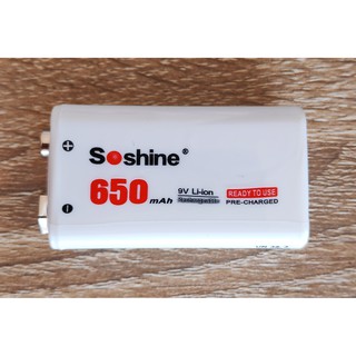 ถ่านชาร์จ Soshine ขนาด 9V ความจุ 200 mAh และ 650 mAh