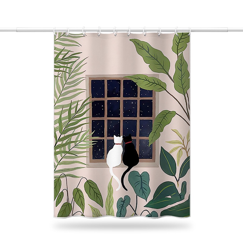 แนะนำ ผ้าม่าน ผ้าม่านโพลีเอสเตอร์ กันน้ํา ลายการ์ตูนแมว สําหรับห้องน้ํา ราคาพิเศษ มีเก็บเงินปลายทาง