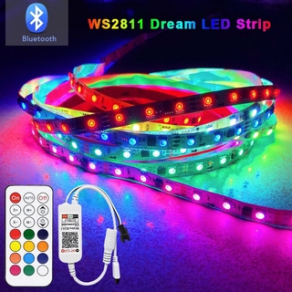 Gbkof เทปริบบิ้นบลูทูธ WS2811 Rgbic Dream RGB Led Strip DC 12V ยืดหยุ่นได้ ควบคุมบลูทูธ อะแดปเตอร์ UK