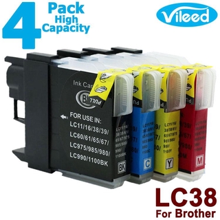 [สต็อกประเทศไทย]4 Pack LC38 BK C M Y Print Ink Cartridge Full Set for Brother DCP-145C DCP-165C Color Inkjet Printer