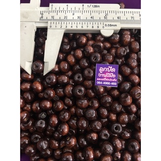 ลูกปัดไม้น้ำตาลเข้มขนาด8มม.40กรัม50บาท