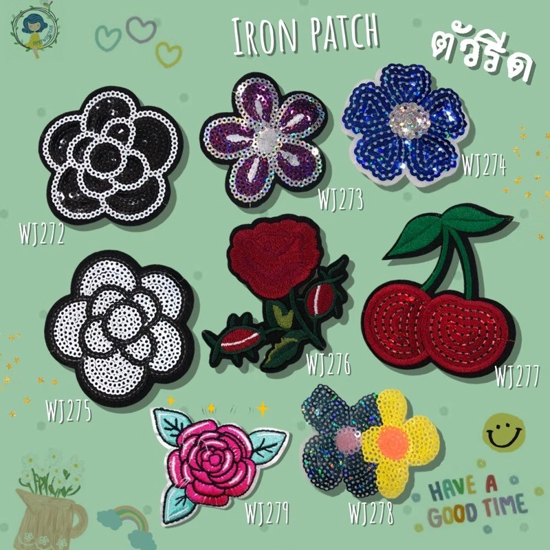 DIY ตัวรีดติดเสื้อผ้า กาวในตัว กระเป๋า รองเท้า หมวก รีดกับวัสดุที่เป็นผ้าได้หลากชนิดหรือนำไปเย็บ ปะเสื้อผ้า งานปักผ้า