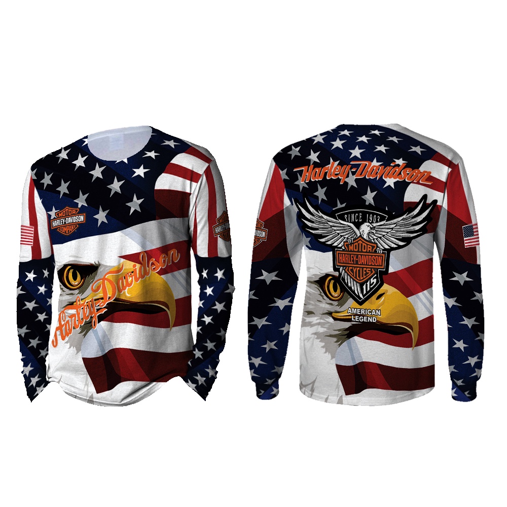 [TiniShop] American Harley FullPrint เสื้อยืดแขนยาวผู้ชาย / เสื้อยืดแขนยาว American Harley