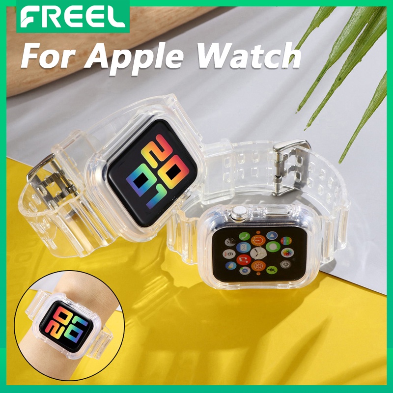 Freel สายนาฬิกาข้อมือซิลิโคนใส สําหรับ Apple Watch Band 45 มม. 41 42 มม. 40 44 38 มม. Iwatch Series 7 6 SE 5 4 3