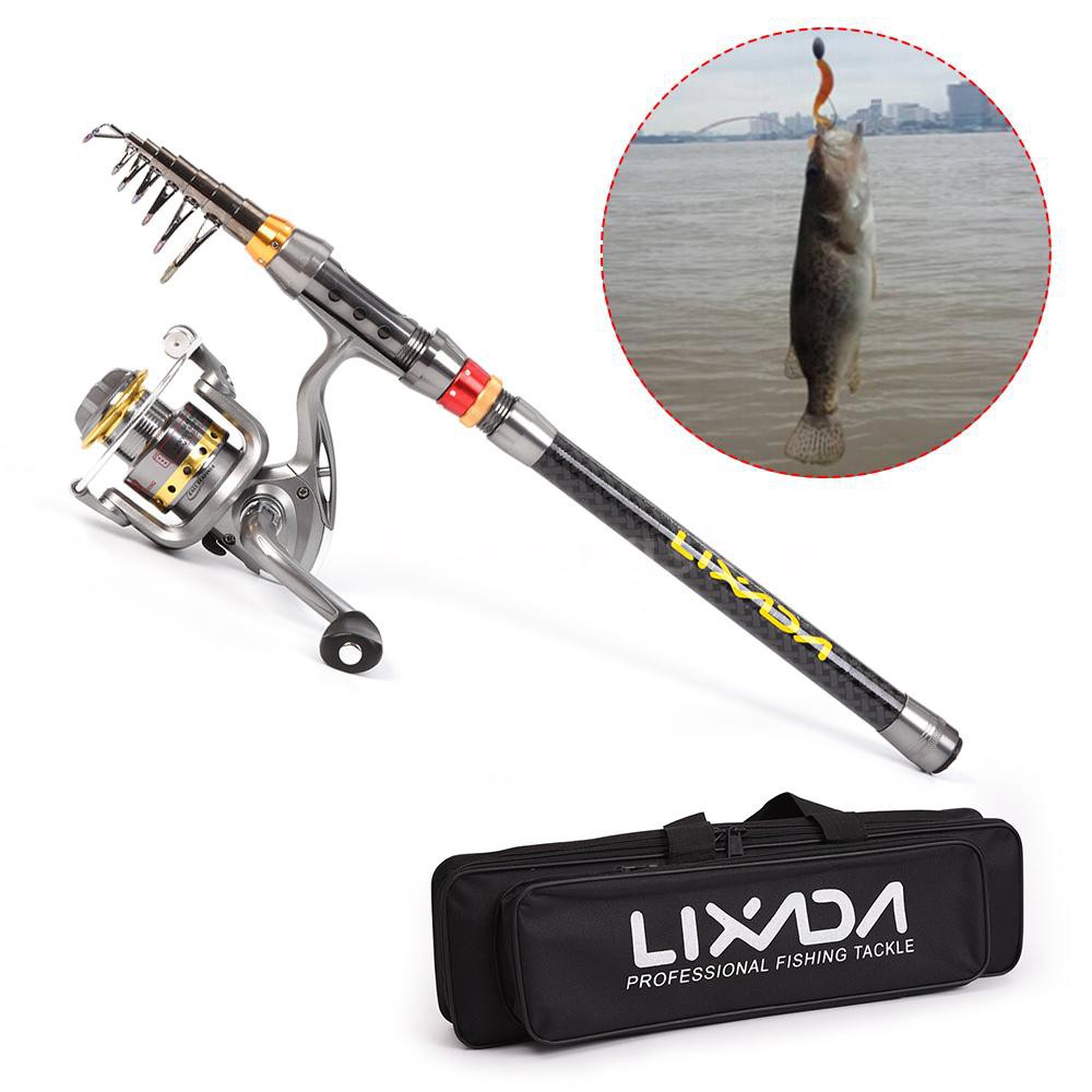 【FHYG]Lixada Telescopic Fishing Rod and Reel Combo Full Kit Carbon