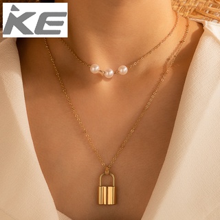 Japanese and Korean simple and popular necklaces, all-match temperament pearl metal small lock