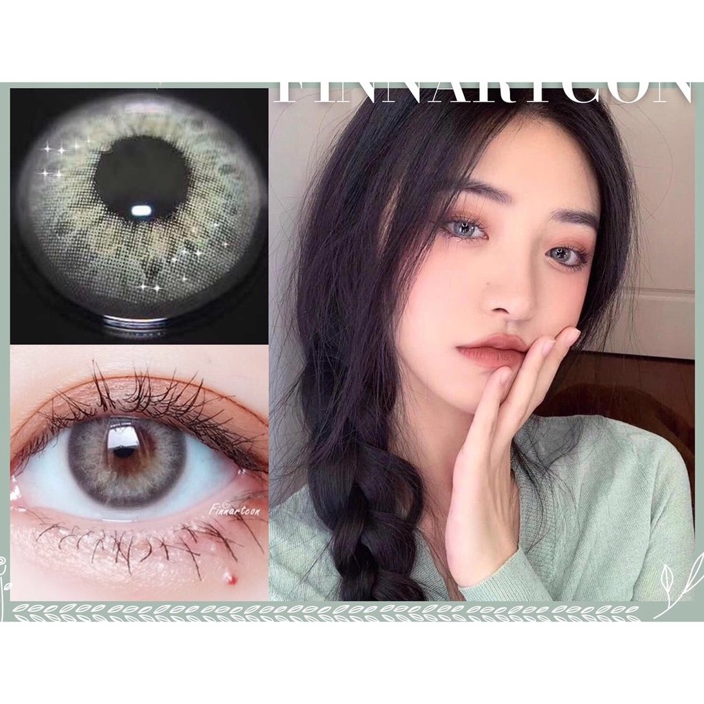 (1คู่)ZNLV Series,ColorPinto Brand,14.00mm,Gdia:13.4mm,(เกรด 0-8),คอนแทคเลนส์รายปีใช้(สีเขียว)