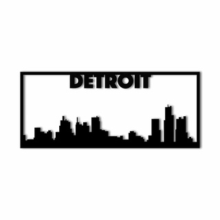 สติกเกอร์โลหะ ลาย Detroit City Skyline Landscape สําหรับตกแต่งผนังบ้าน ออฟฟิศ