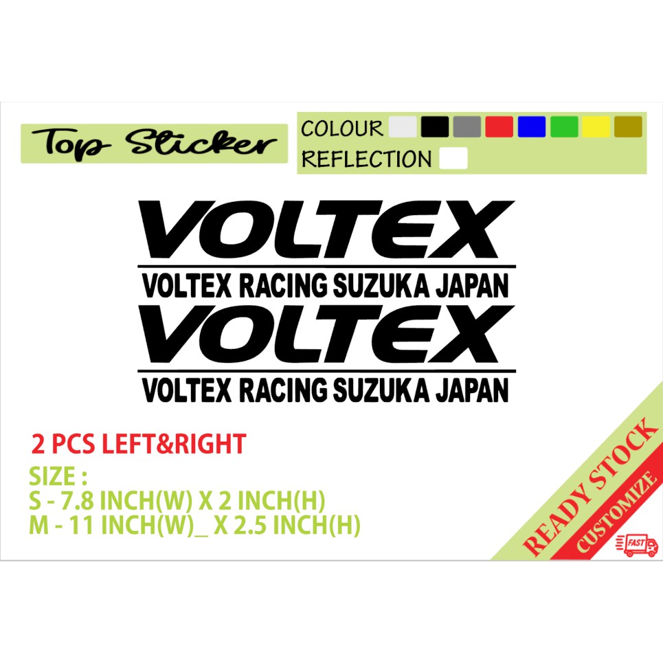 สติ๊กเกอร์ VOLTEX GT WING 2 ชิ้น MYVI AXIA ALZA BEZZA SAGA EXORA PERSONA VIOS ALTIS CITY CIVIC HONDA