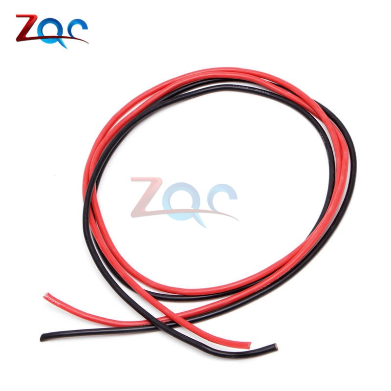 1 ชุด 14 AWG เกจวัด ลวด ซิลิโคน ยืดหยุ่น สายทองแดง สําหรับ RC สีดํา 1 เมตร + สีแดง 1 เมตร