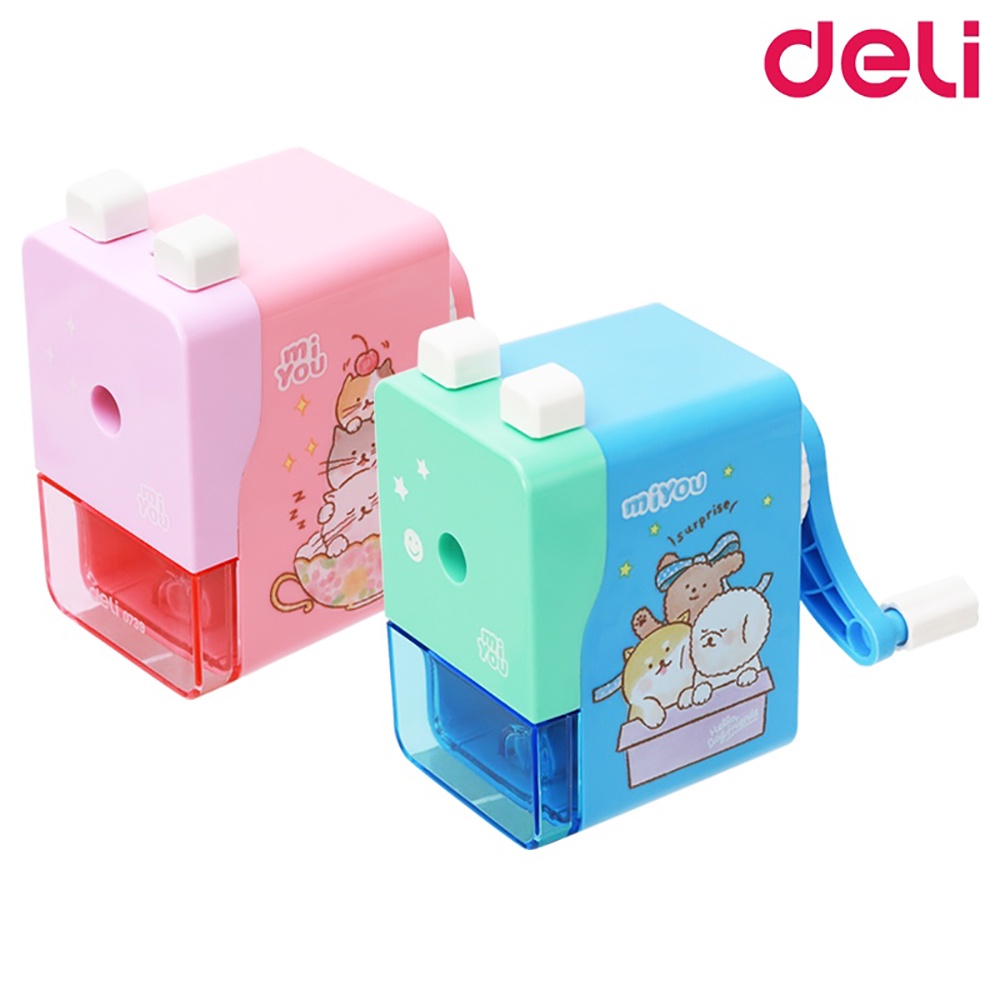 เครื่องเหลาดินสอ กบเหลาดินสอแบบมือหมุน Deli no.0739 มีให้เลือก 3 สี [S24]