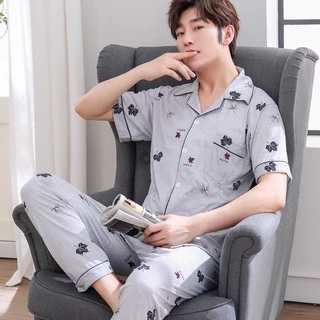 🇹🇭 ชุดนอนผู้ชายผ้าคอตตอนขนสั้นขายาว N001