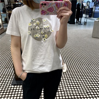 เสื้อยืดแขนสั้น ลายดอกเดซี่ ขนาดเล็ก แฟชั่นฤดูร้อน สําหรับผู้หญิง