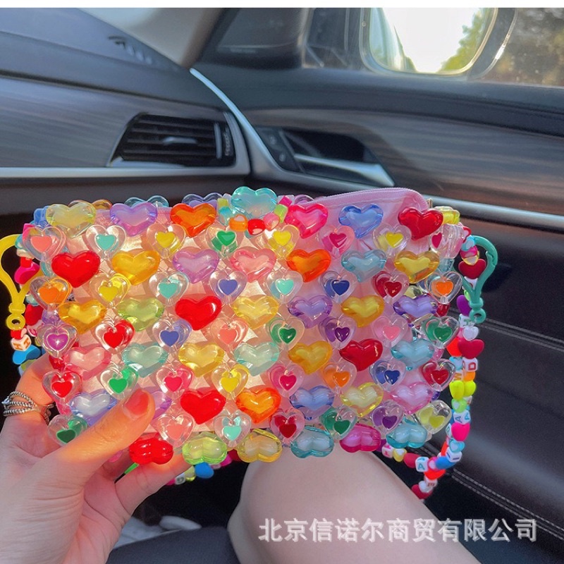 กระเป๋าลูกปัด กระเป๋าสะพายข้าง กระเป๋าถือ งานHandmade มีซับใน สีสดสดใส (งานพรีออเดอร์)