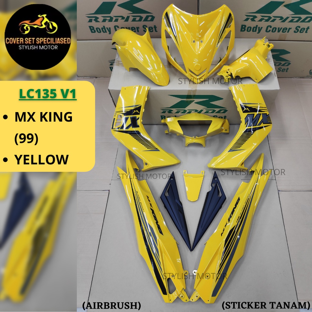(STICKER TANAM/AIRBRUSH) RAPIDO COVER SET LC135 V1 MX KING (99) สีเหลือง
