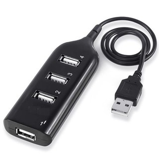 High Speed 480Mbps 4-Port USB 2.0 Hub - Black (40cm)