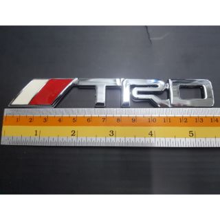 Logo Trd งานเหล็ก 14x2cm แดง/โครเมียม/เงินเคฟร่า