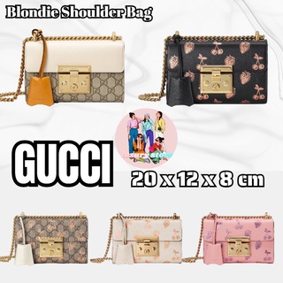 GUCCI/GUCCI กระเป๋าสะพายโซ่/กระเป๋าสะพายข้าง/กระเป๋าสะพายพิมพ์ลาย/สไตล์แฟชั่น/ใหม่!