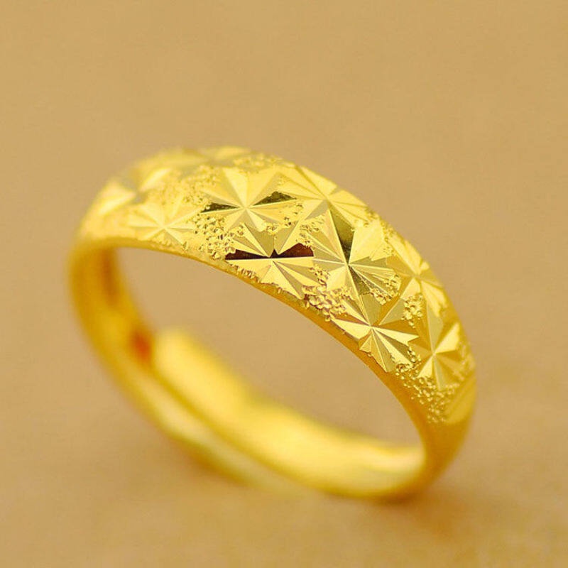 ของแท้100% ทองปลอมไม่ลอก แหวนคู่ แหวนแฟชั่น 24Kชุบทองข้อมือปรับได้เครื่องประดับแหวนของขวัญสำหรับชาย แหวนทองตอกลาย ทำซาติ