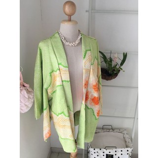 ไซส์ S-M เสื้อคลุม กิโมโน Green Melon Kimono Shibori