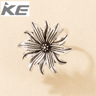 Exaggerated jewelry Alloy three-dimensional flower ring Metal flower single ring for girls for