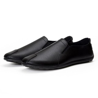 เช็ครีวิวสินค้าNew รองเท้าแฟชั่น ผู้ชาย รองเท้าหนังแบบสวม 3สี (สีขาว ) （สีดำ）（สีส้ม）8609