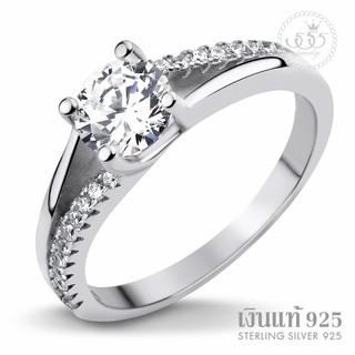 555jewelry แหวนเงินแท้  Silver 925  แหวนชูบ่าเพชรแถว แหวนเพชรสวิส รุ่น MD-SLR011 (SLR-B1)