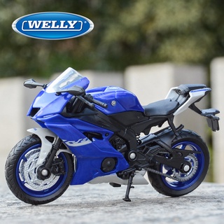 โมเดลรถจักรยานยนต์ Welly 1:18 Yamaha 2020 YZF R6 Die Cast Vehicles ของเล่นสําหรับเด็ก