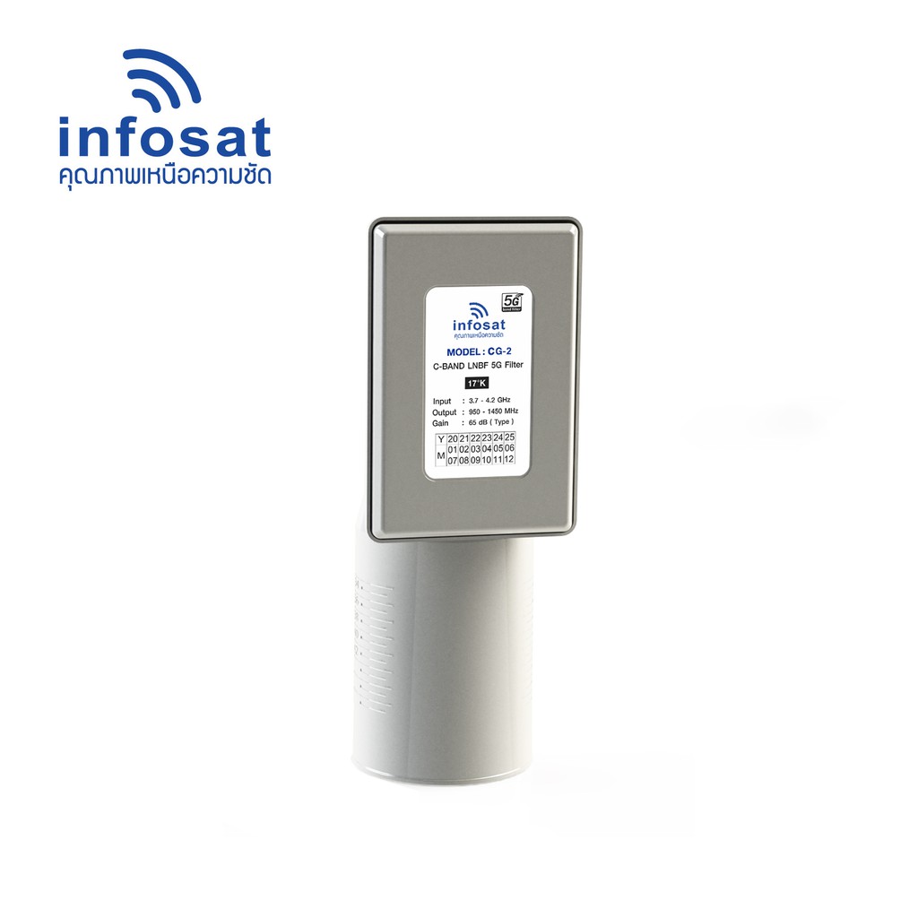 INFOSAT LNBF CG-2 ตัดสัญญาณรบกวน 5G สำหรับ 2 จุดรับชม (เฉพาะหัว)