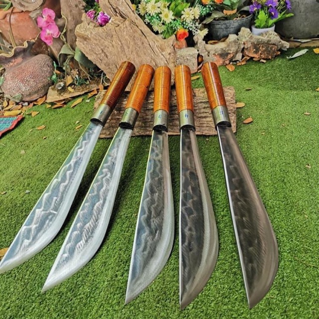 มีดปลายหว้าย​ (ใบคา)​ เหล็กแหนบรถ​ ทิ้งผิวไฟ​(ชุบดำ)​รับประกันความคม