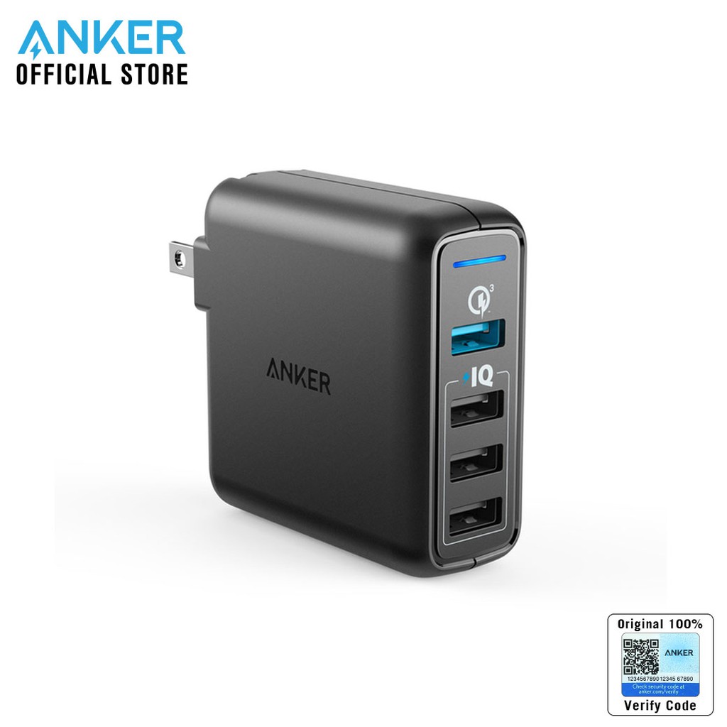 Anker PowerPort Speed 4 (Black) Adapter แบบ 4 พอร์ตพร้อม Quick Charge 3.0