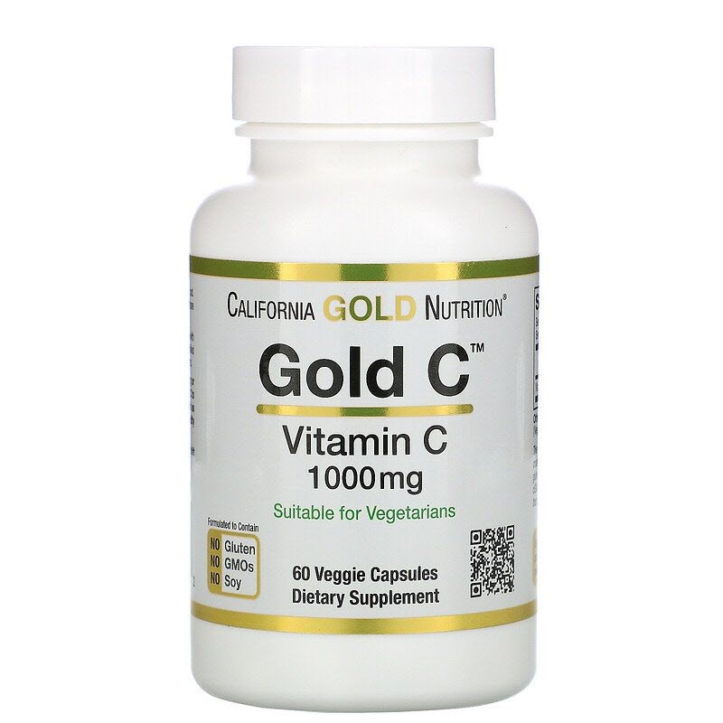 [บำรุงผิวขาวใส ภูมิต้านทาน] วิตามินซี 1000 mg 60 เม็ด California Gold Nutrition, Vitamin C ) (ของแท้นำเข้าจาก USA 100%