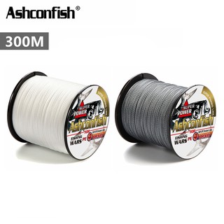 Ashconfish สายเบ็ดตกปลา PE X4 Dyneema Linya สีเทา สีขาว 300 เมตร 4 เส้น