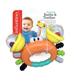 Infantino : SAND CRAB RATTLE & TEETHER - ของเล่นเสริมพัฒนาการ-ปู (คละสี)