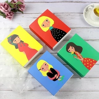 A039 พร้อมส่ง!(แพค10กล่อง) กล่องลิ้นชักลายผู้หญิงน่ารักมากก ใส่ขนม คุกกี้ มาการอง ขนมเปี๊ยะ มีหลายสีหลายแบบให้เลือกค่า