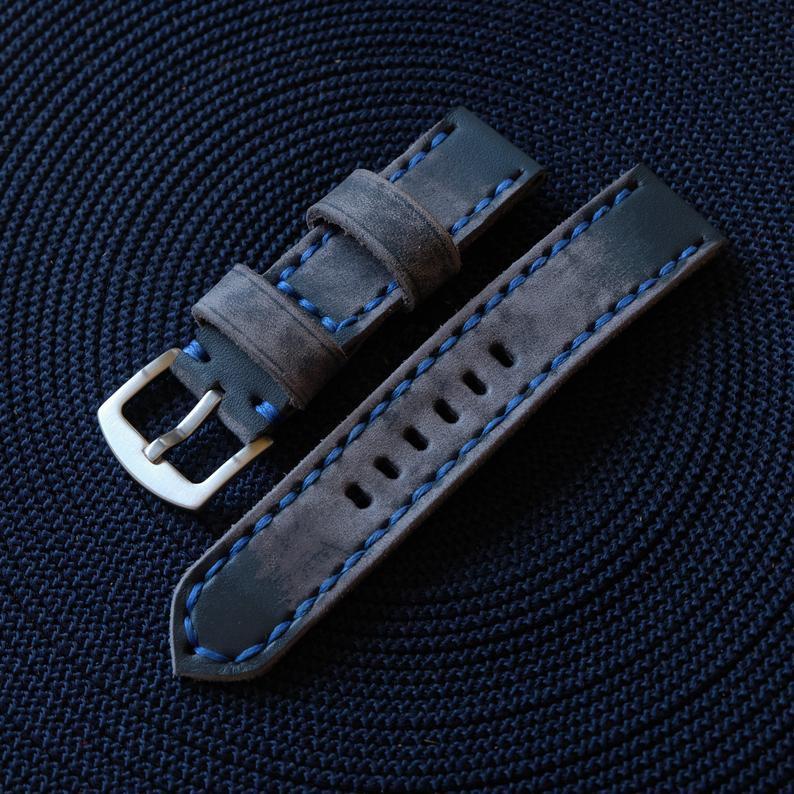 สายนาฬิกาหนังวัวญี่ปุ่น Handmade รุ่น T-120 สายนาฬิกาแนววินเทจ มีเฟดมาในตัวขนาด 18mm 20mm 22mm 24mm