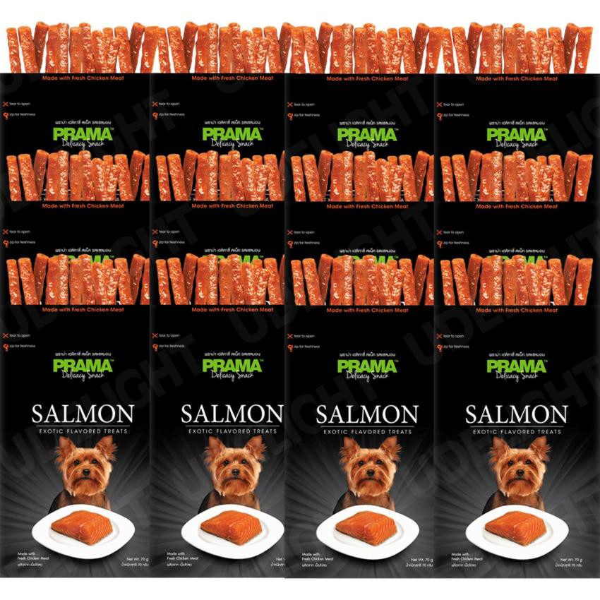 ขนมสุนัข PRAMA Stick รสแซลมอน 70 กรัม (12 ซอง) PRAMA Dog Treat Salmon Flavor Dog Snack 70g (12 pouch