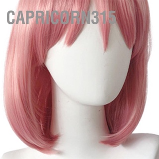 Capricorn315 วิกผมสั้นตรง เส้นใยสังเคราะห์ คอสเพลย์ อะนิเมะ สีชมพู แฟชั่น สําหรับผู้หญิง