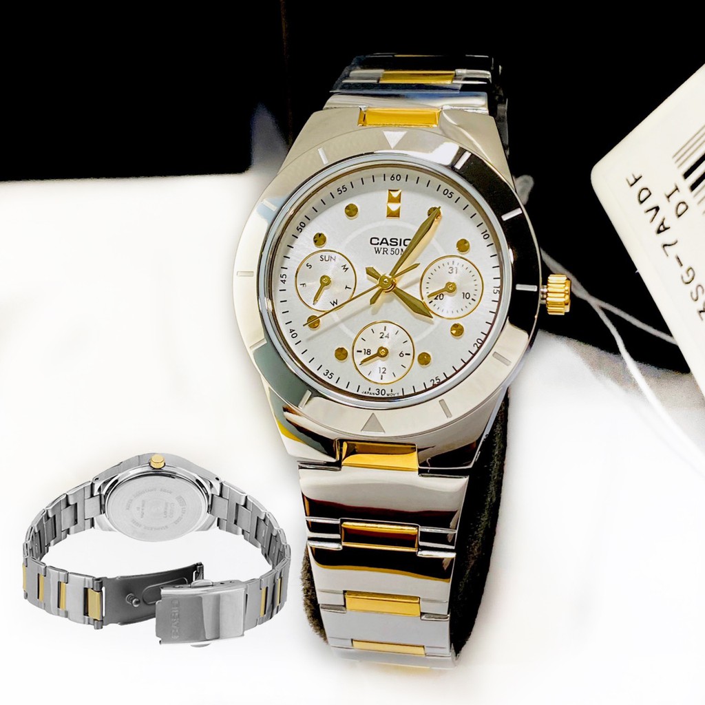 นาฬิกาข้อมือผู้หญิงแท้ Casioแท้ คาสิโอลดราคา สายสแตนเลส LTP-2083SG-7 casioถูก ย้ำขายเฉพาะนาฬิกาของแท้ มีใบรับประกัน