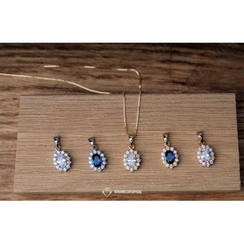 REPLIKA Wynn Edition จี้ 10800 & 1185, สร้อยคอ Diana Replica Diamond Gold Plated Crystal Zirconia